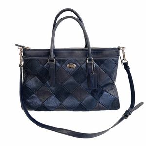 Coach Navy Patchwork Leather Shoulder Bag